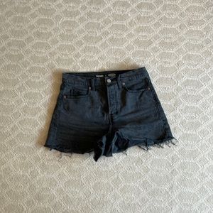 Black High-rise jean shorts